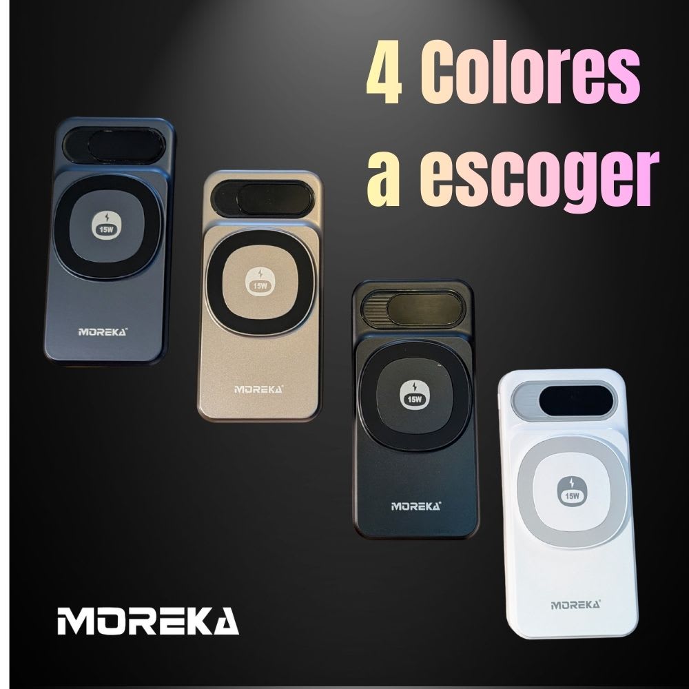 Power Bank Moreka K106 10000mAh 37Wh 15W magnética 22.5w máxima incluye cables3