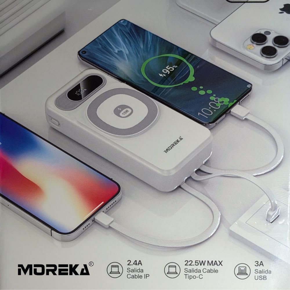 Power Bank Moreka K107 20000mAh 22.5W Magsafe  15w Cables C Lightning8