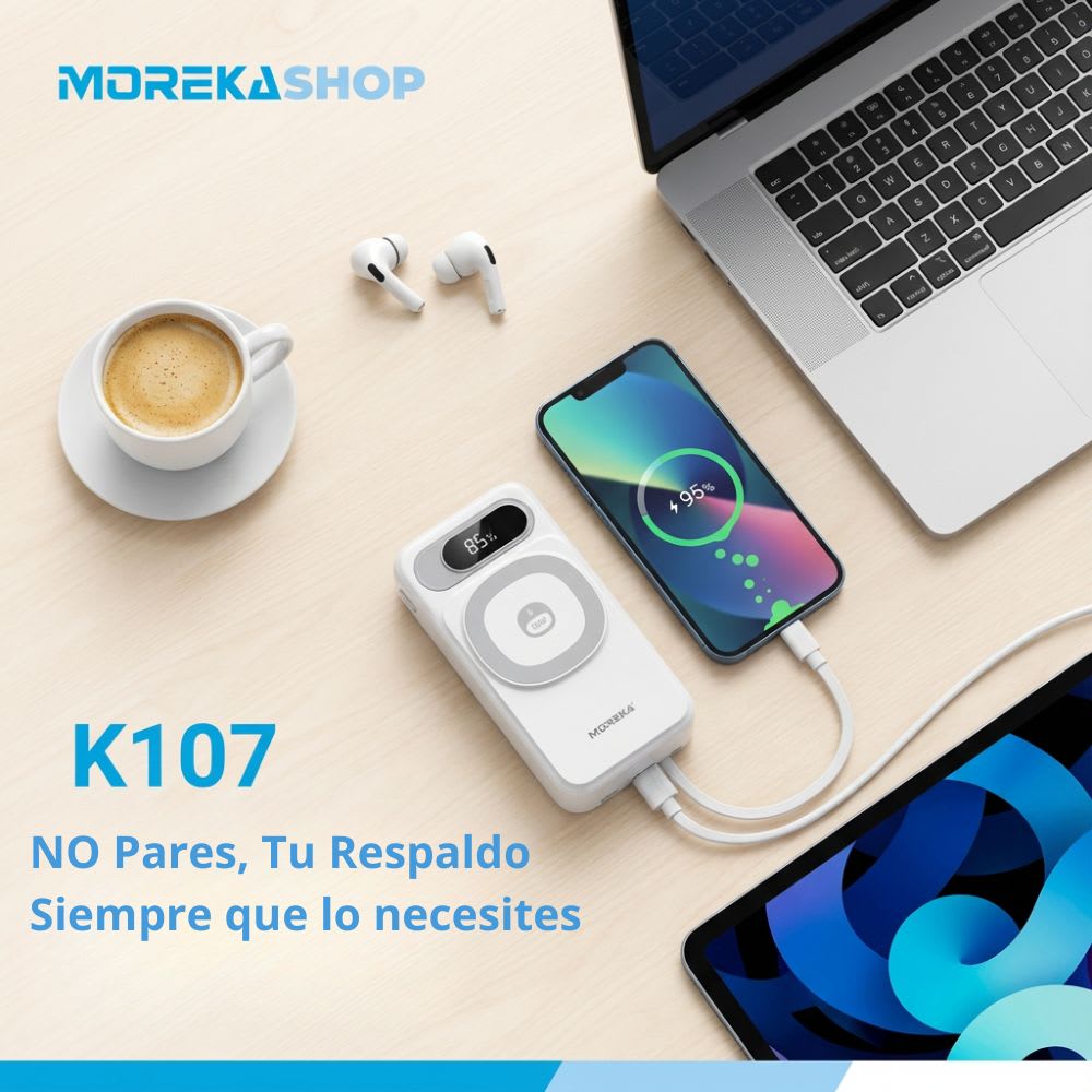 Power Bank Moreka K107 20000mAh 22.5W Magsafe  15w Cables C Lightning4