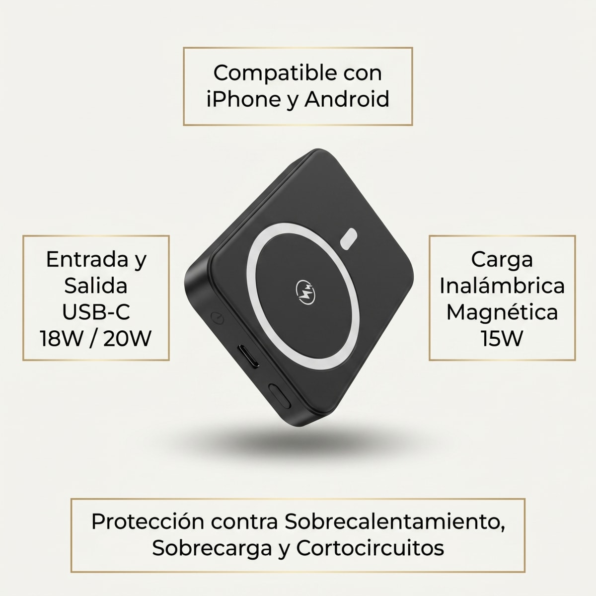 Power Bank Moreka K108 Magnético 5000mAh con Carga Rápida PD 20W e Inalámbrica 15W Cargador Portátil Compatible con MagSafe Mini Batería Externa para Viaje en Avión9