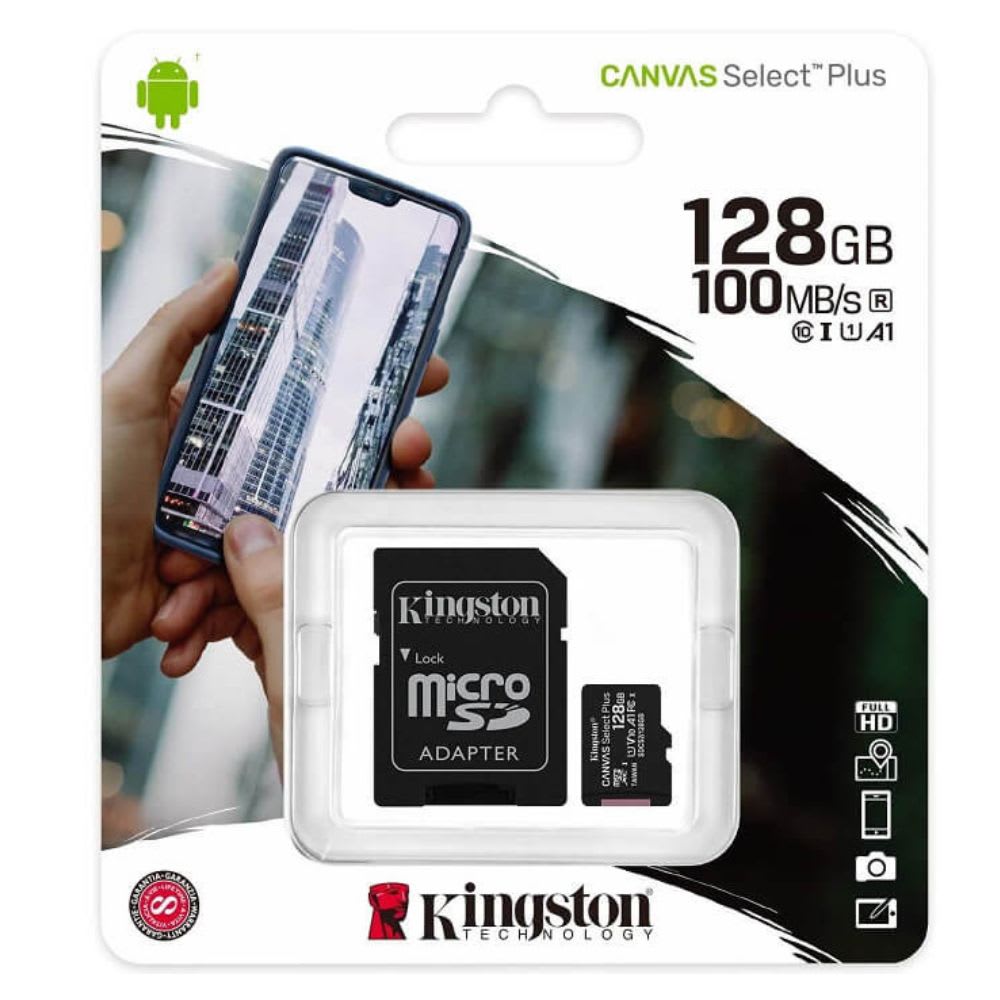 Memoria MicroSD Kingston 128GB Canvas Select Plus Incluye Adaptador SD 0