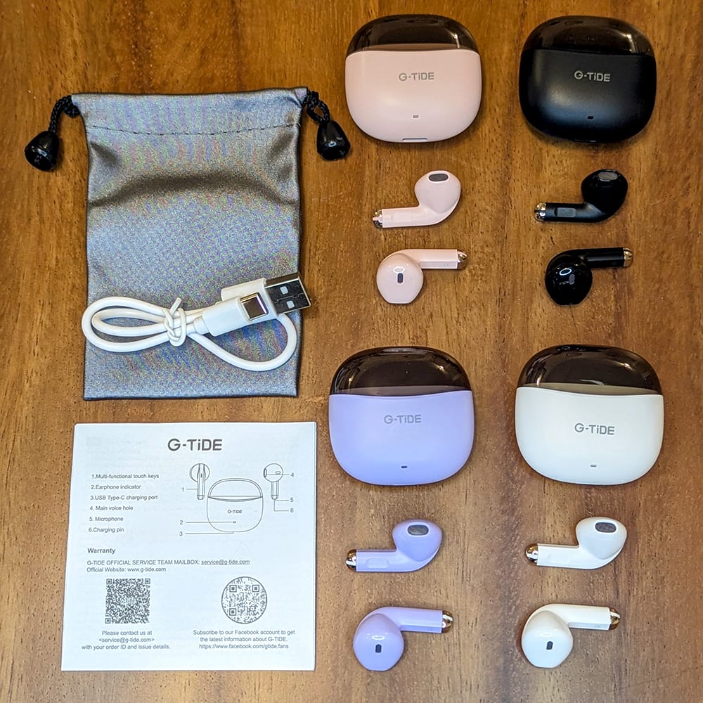 Audífonos Bluetooth Cancelación de Ruido Sport 25mAh + estuche 300mAh IPX4 G-TIDE L215