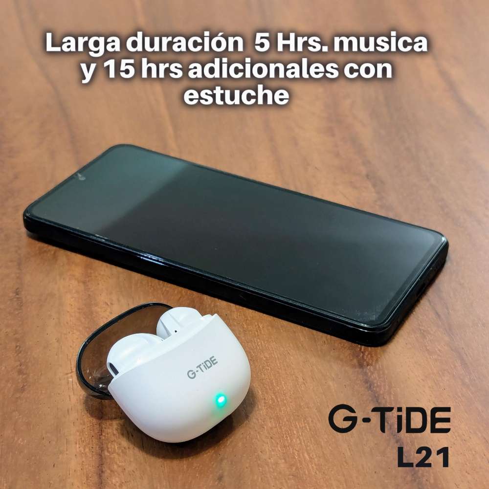Audífonos Bluetooth Sport G-TIDE L21 25mAh estuche 300mAh3