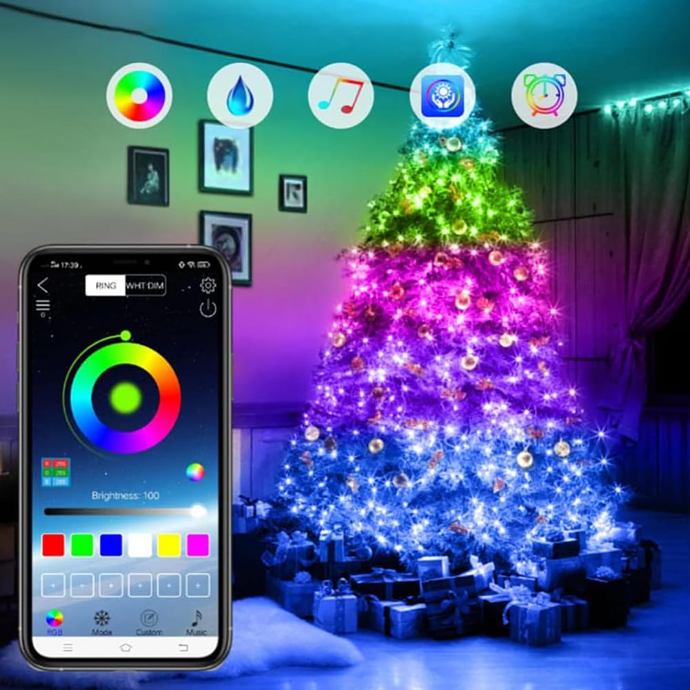 Luces inteligentes Led multicolor Bluetooth impermeables Navidad M55-0032