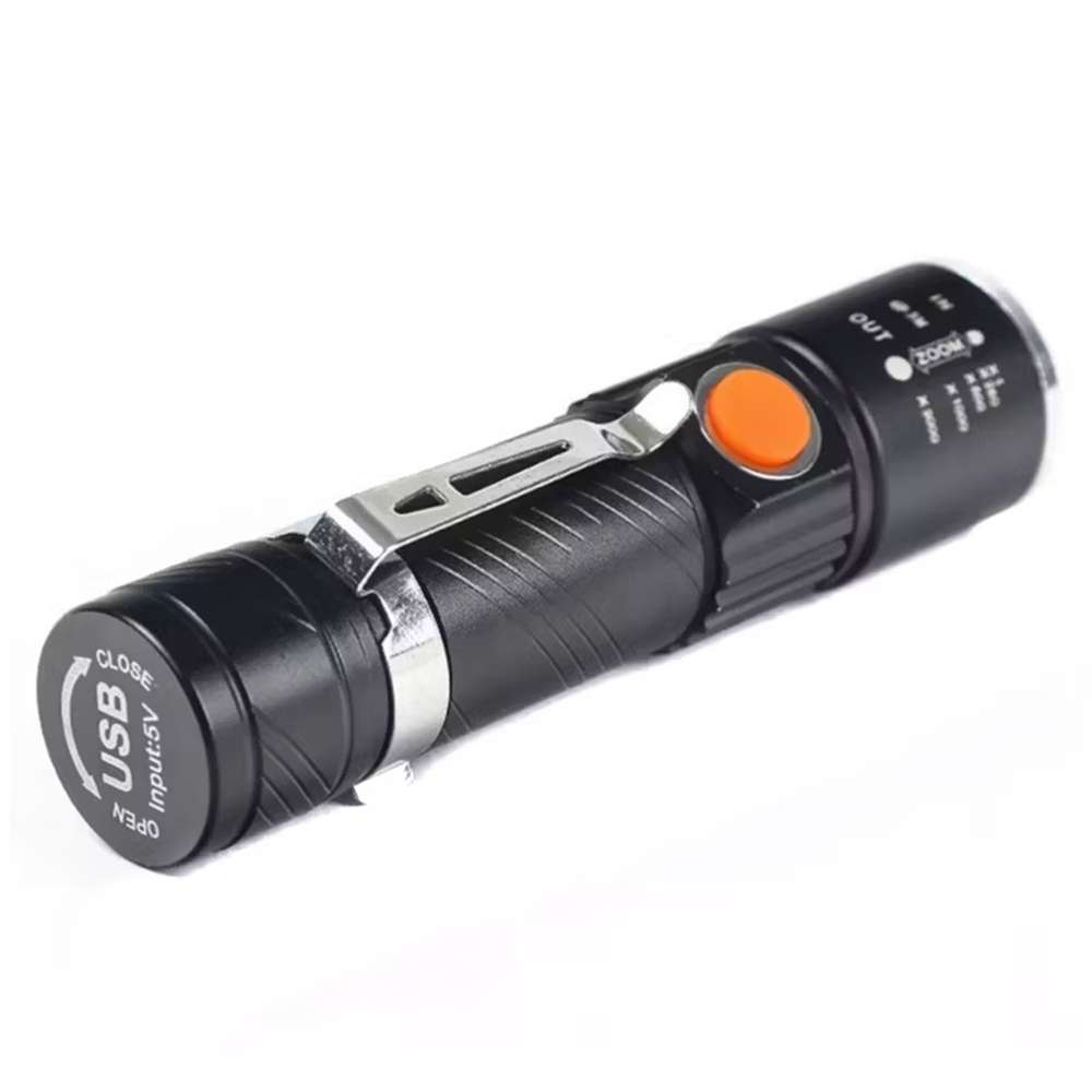 Lampara Táctica Recargable Usb Led 800l Clip Moreka M-616T2