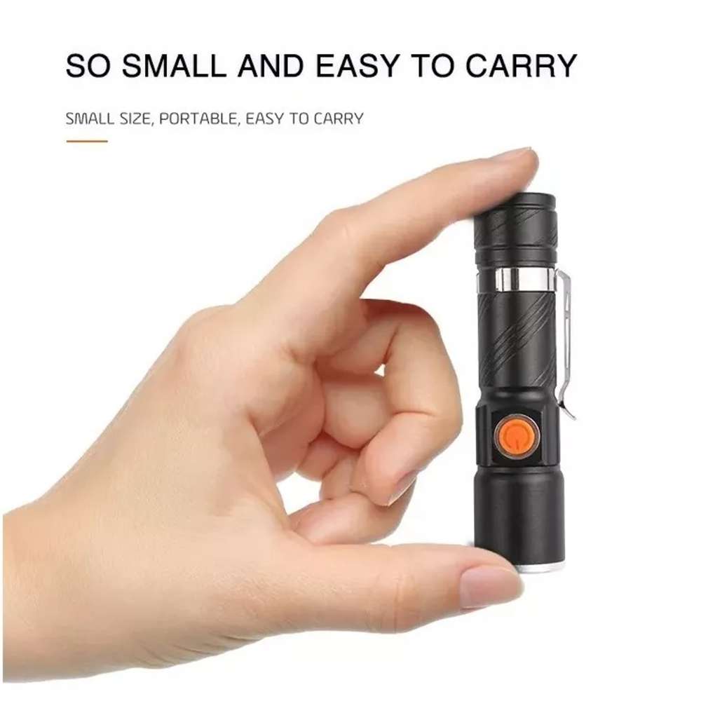 Lampara Táctica Recargable Usb Led 800l Clip Moreka M-616T6