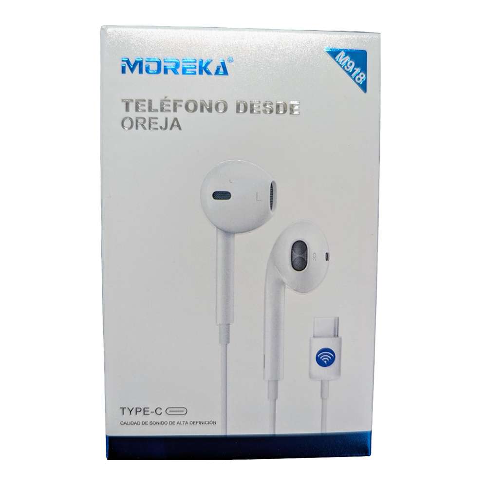 Audífonos Moreka M918 Alámbricos Tipo C Manos Libres Control de play/pausa.1