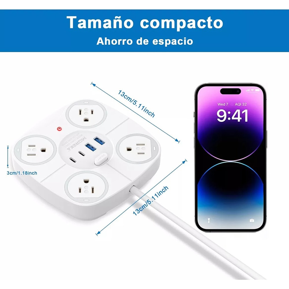 Multicontacto Circular 4 Salidas 2 Usb 2 Tipo C MC-5447C7