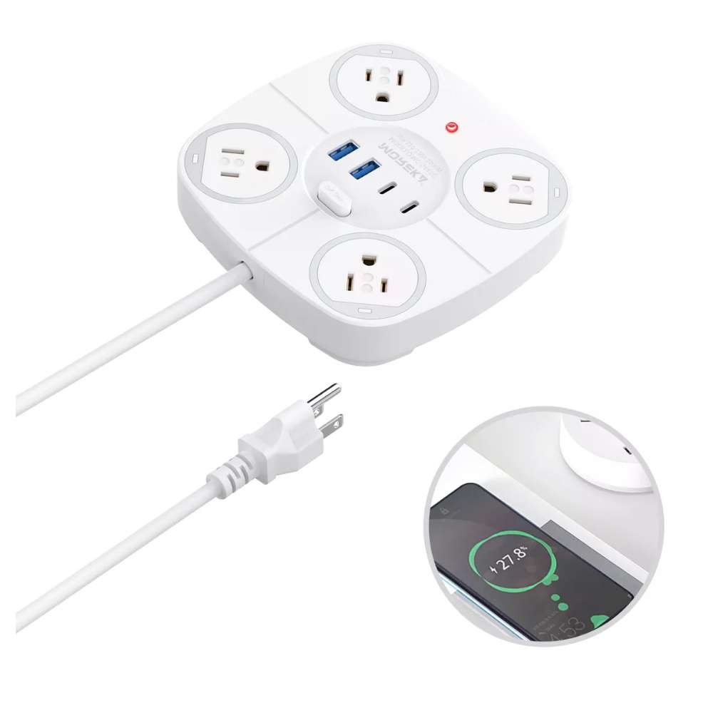 Multicontacto Circular 4 salidas 2 Usb Tipo C cable largo2