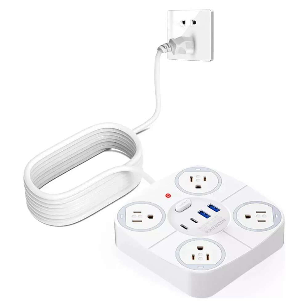 Multicontacto Circular 4 salidas 2 Usb Tipo C cable largo 0