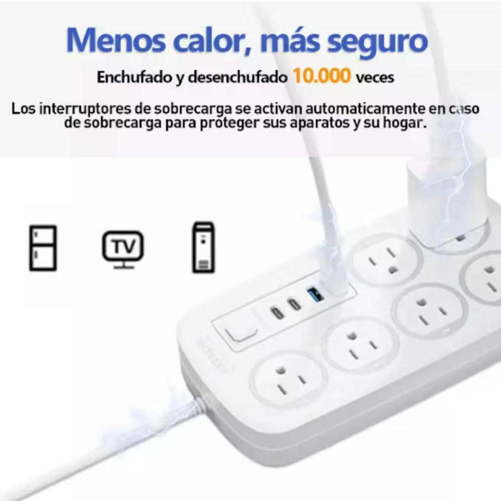 Multicontacto 6 Conexiones 4 Puertos Usb MC-J06U3