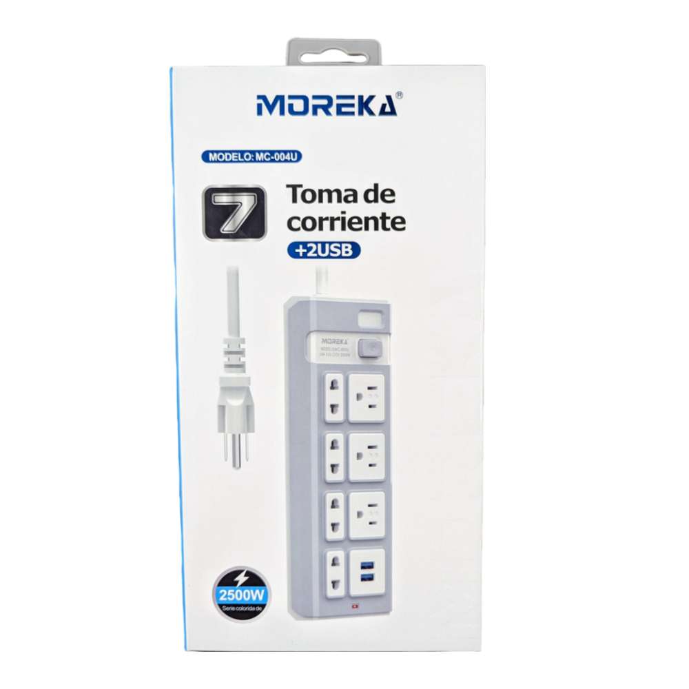Multicontacto 7 Conexiones 2 Puertos Usb MC-004U4