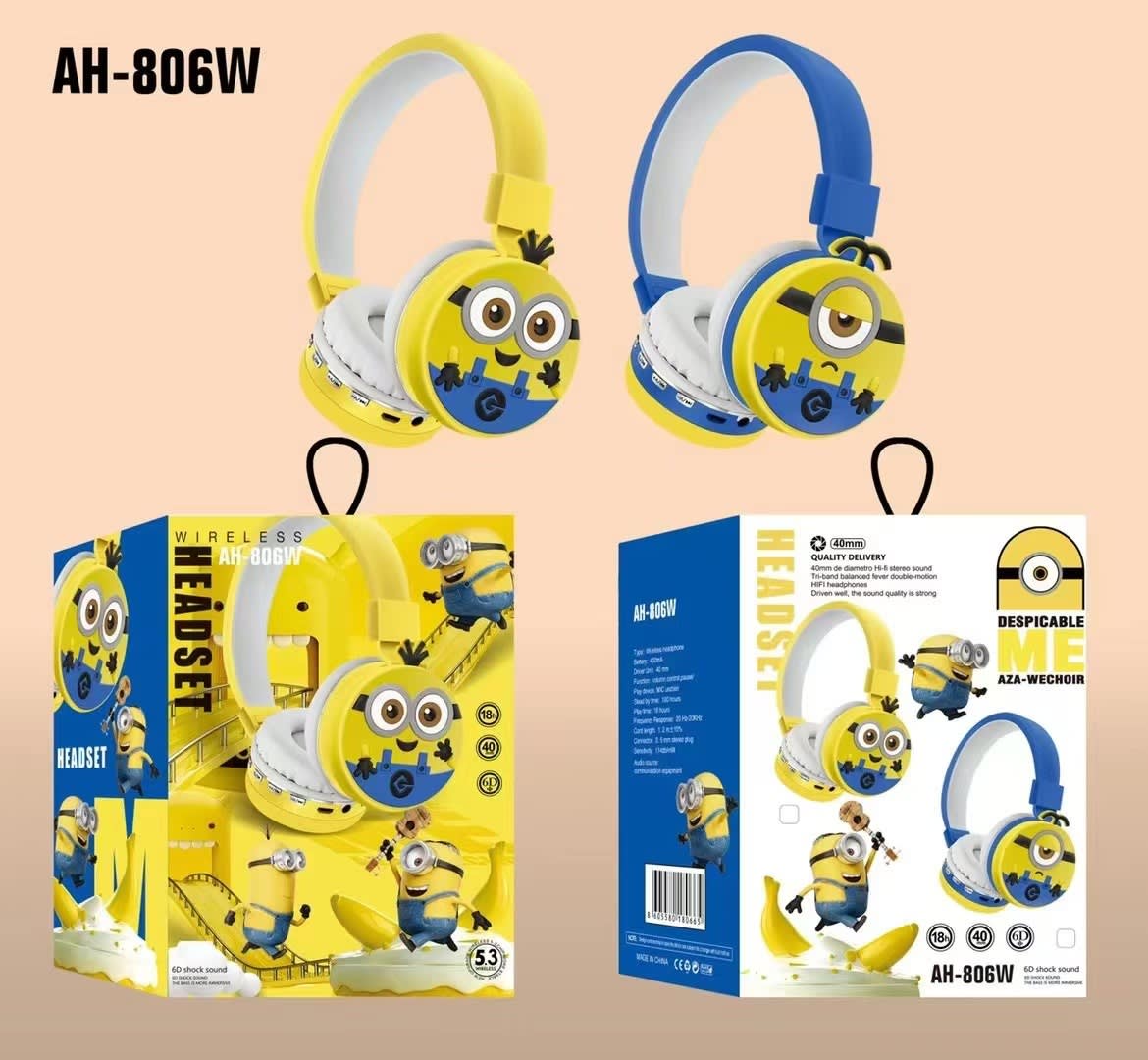 Audífonos Diadema Bluetooth Minions Inalámbrico Plegable2