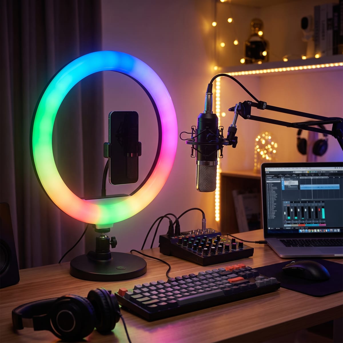 Aro de Luz MJ-36 LED RGB Ajustable 360° para Streaming4