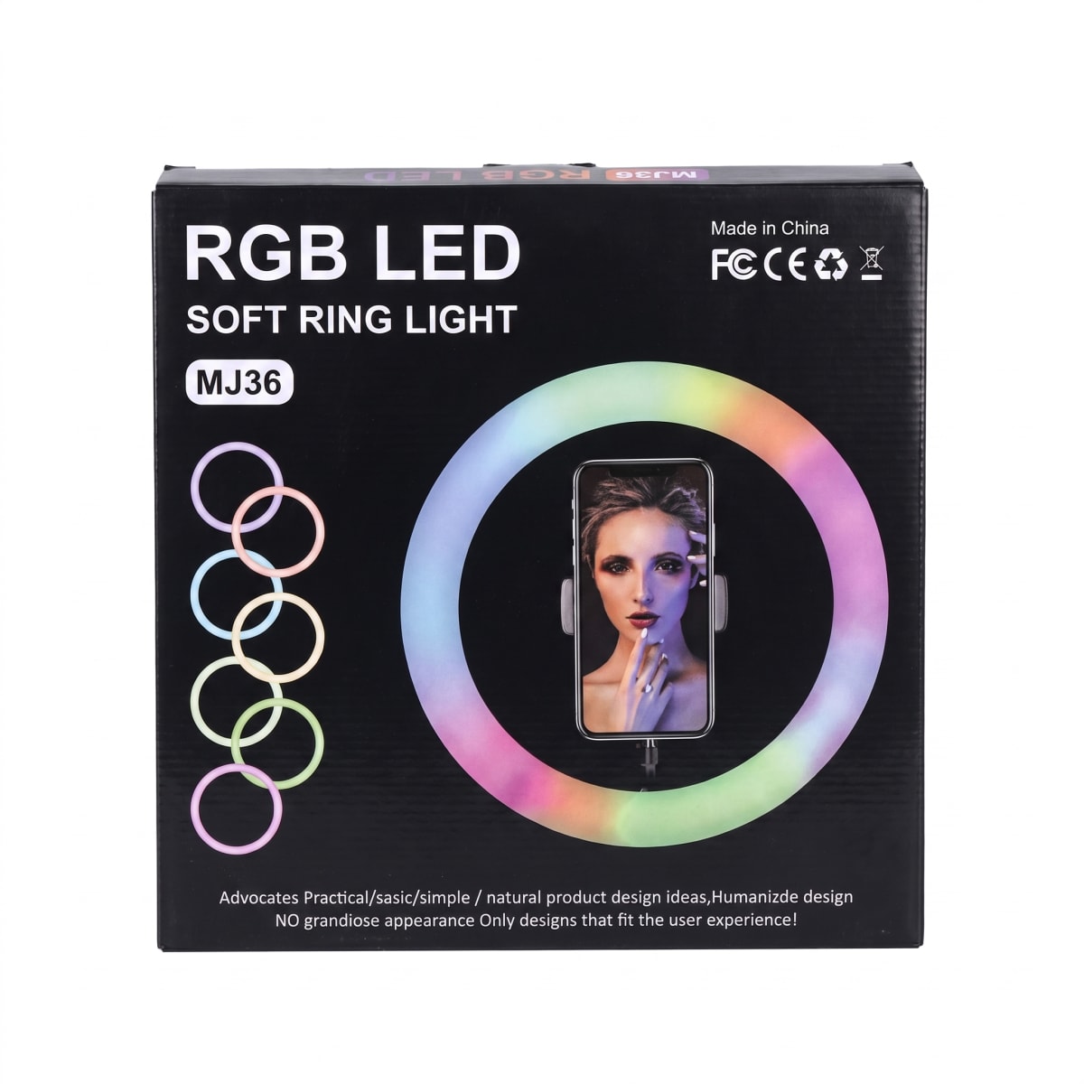 Aro de Luz MJ-36 LED RGB Ajustable 360° para Streaming8
