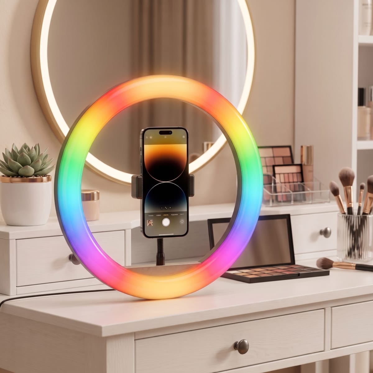 Aro de Luz MJ-30 LED RGB Ajustable 360° para Streaming4