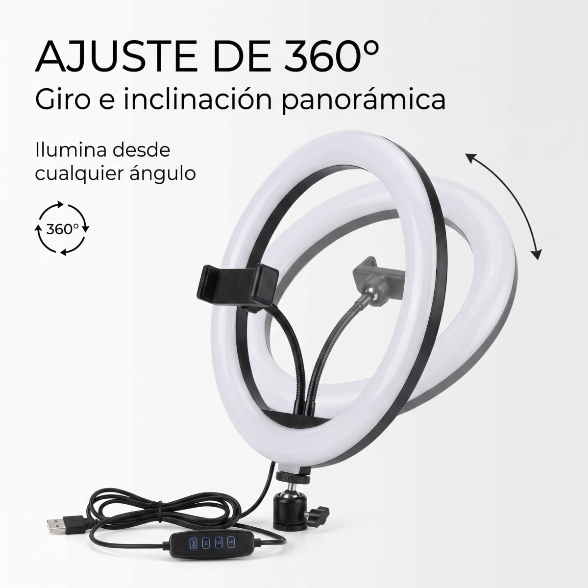 Aro de Luz MJ-30 LED RGB Ajustable 360° para Streaming3