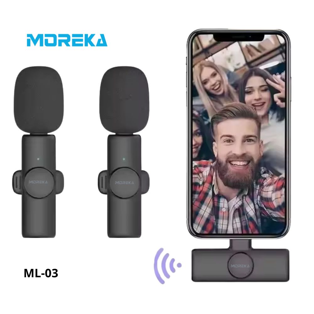 Paquete de 2 micrófonos inalámbricos  reducción de ruido con clip para grabación de vlog Moreka ML-039