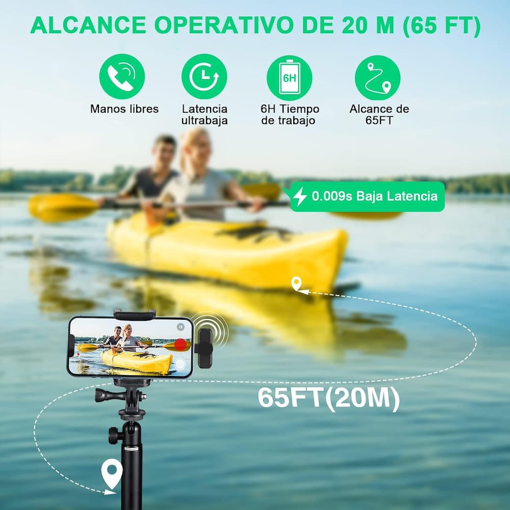 Paquete de 2 micrófonos inalámbricos  reducción de ruido con clip para grabación de vlog Moreka ML-0310