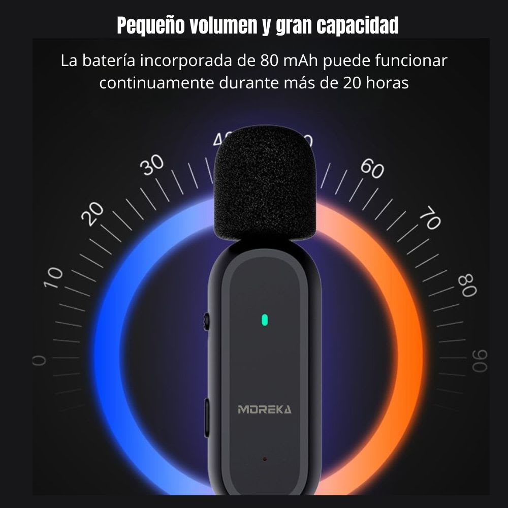 Micrófono inalámbrico reducción de ruido con clip incluye estuche de carga Moreka ML-019