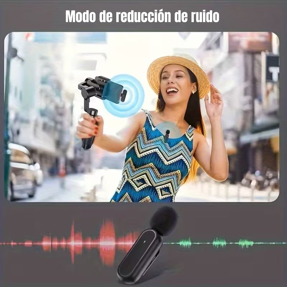 Micrófono inalámbrico reducción de ruido con clip incluye estuche de carga Moreka ML-015