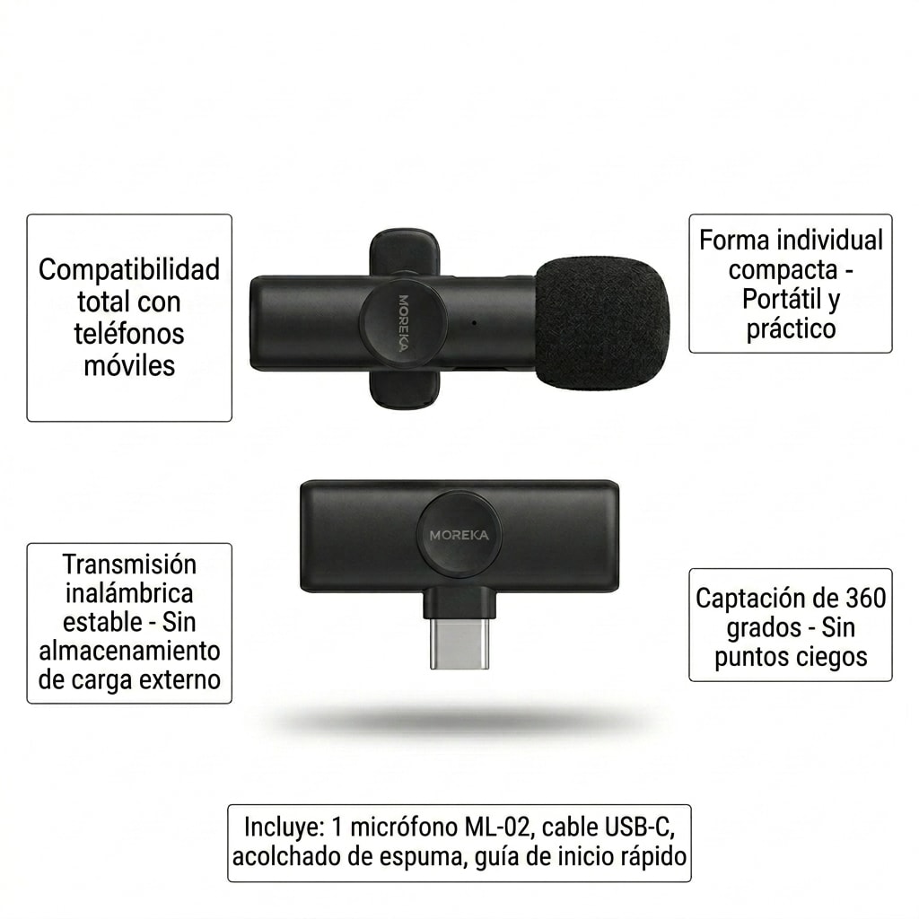 Micrófono  para celular Inalámbrico Pequeño MOREKA ML-028