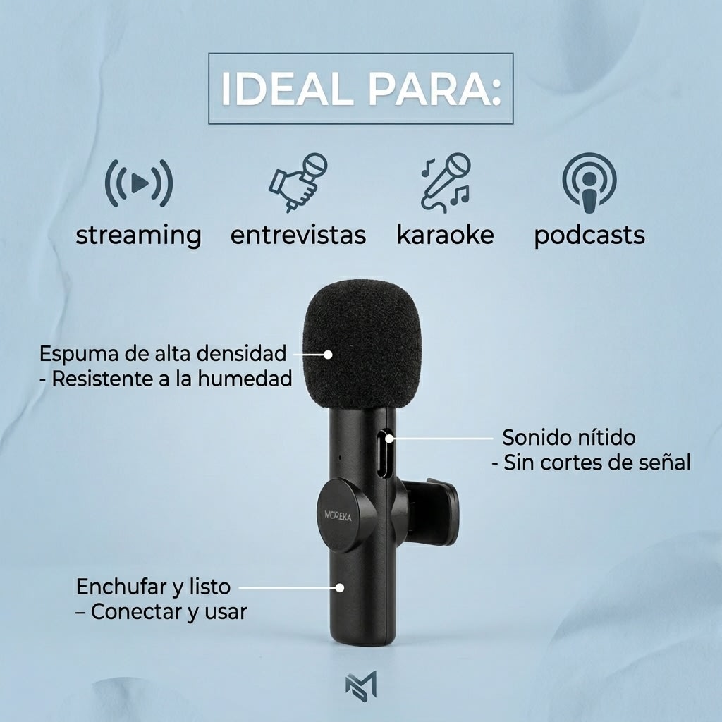 Micrófono  para celular Inalámbrico Pequeño MOREKA ML-026