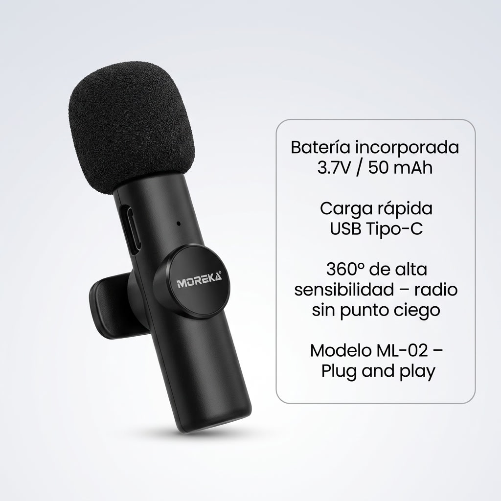 Micrófono  para celular Inalámbrico Pequeño MOREKA ML-027