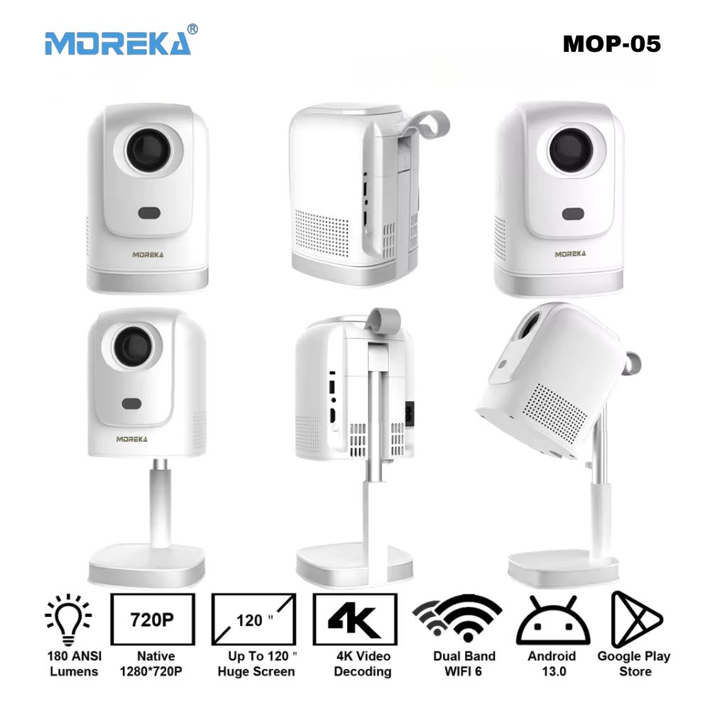 Proyector Android 11 4k Hd Wifi Smart Tv 7600 lumenes HDMI Moreka MOP-08S5