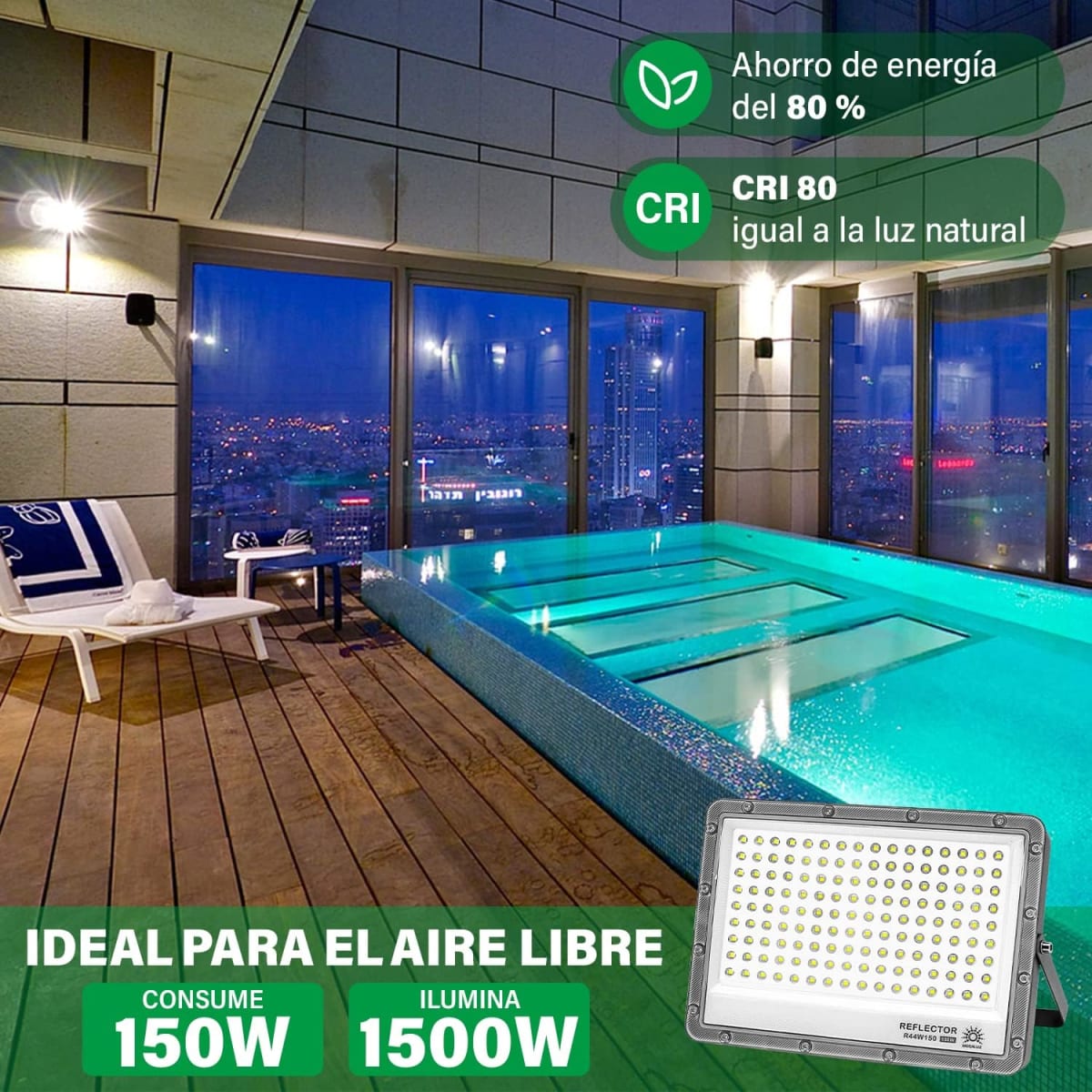 Reflector Solar 100W 6500mAh con Panel solares para intemperie IP67 MOR-100G8