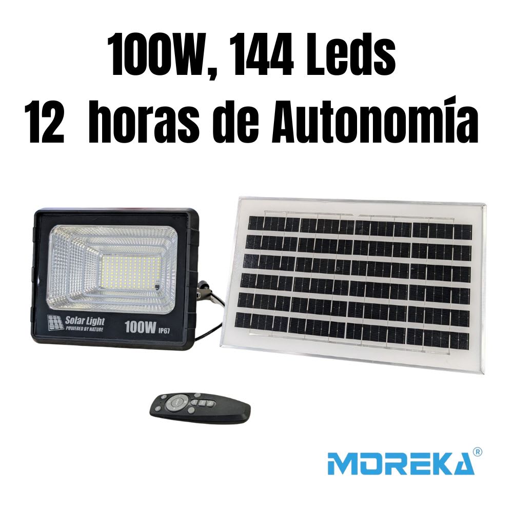 Reflector Solar 100W 6500mAh con Panel solares para intemperie IP67 MOR-100H9