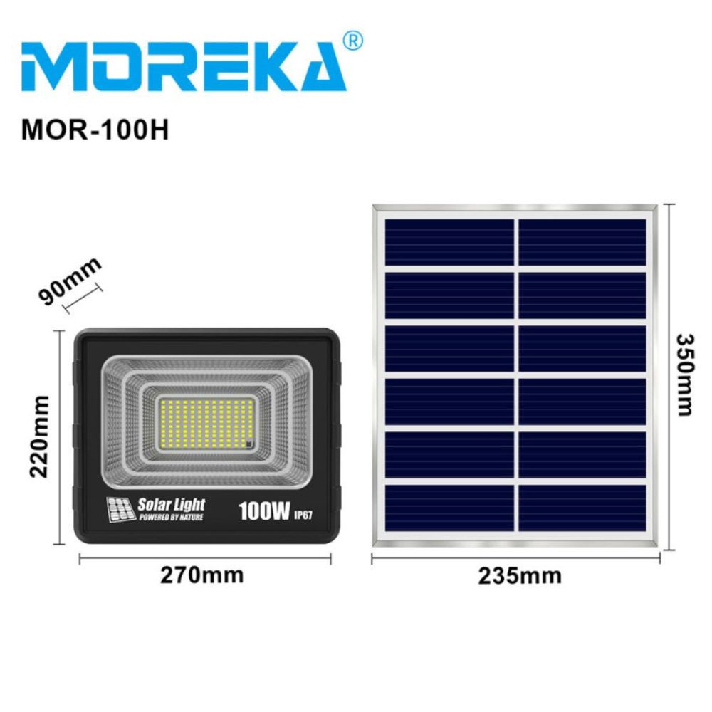 Reflector Solar 100W 6500mAh con Panel solares para intemperie IP67 MOR-100H10