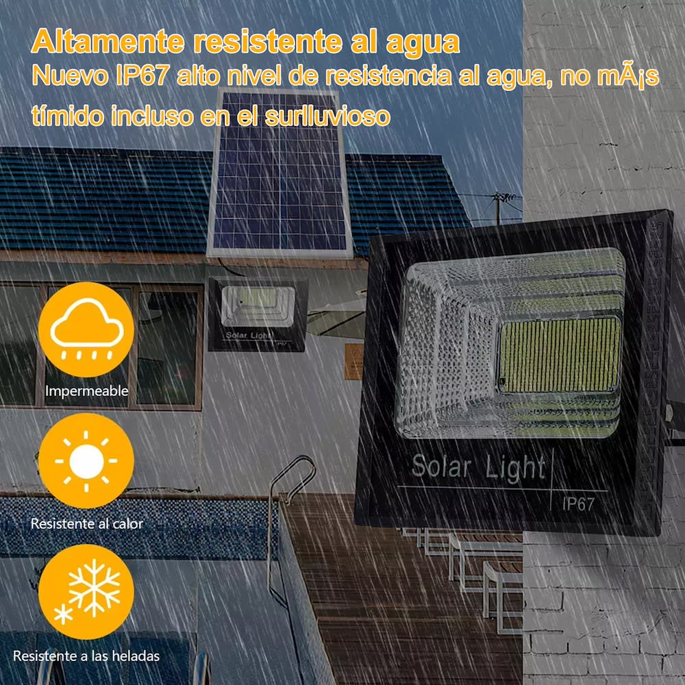 Reflector Solar 100W 6500mAh con Panel solares para intemperie IP67 MOR-100H 6