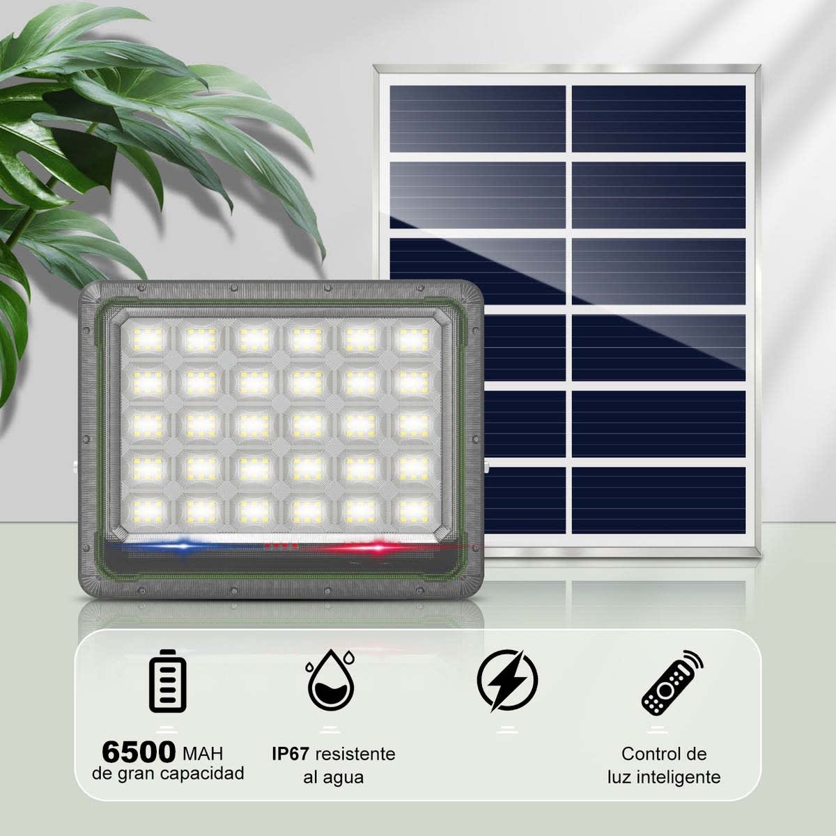 Reflector Solar 100W 6500mAh con Panel solares para intemperie IP67 MOR-100X2
