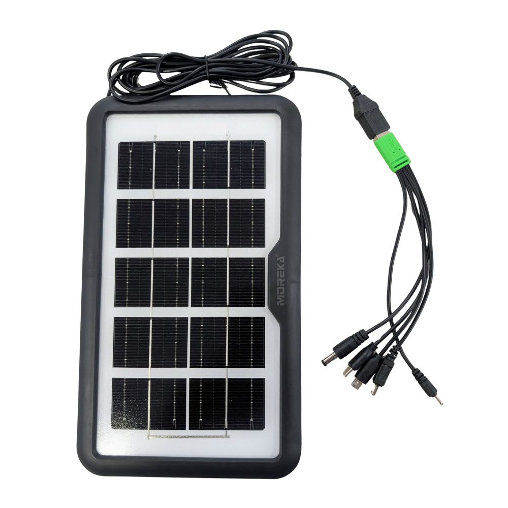 Panel Solar Portátil 3.8W 6V 5 conectores Moreka MOR-10T2