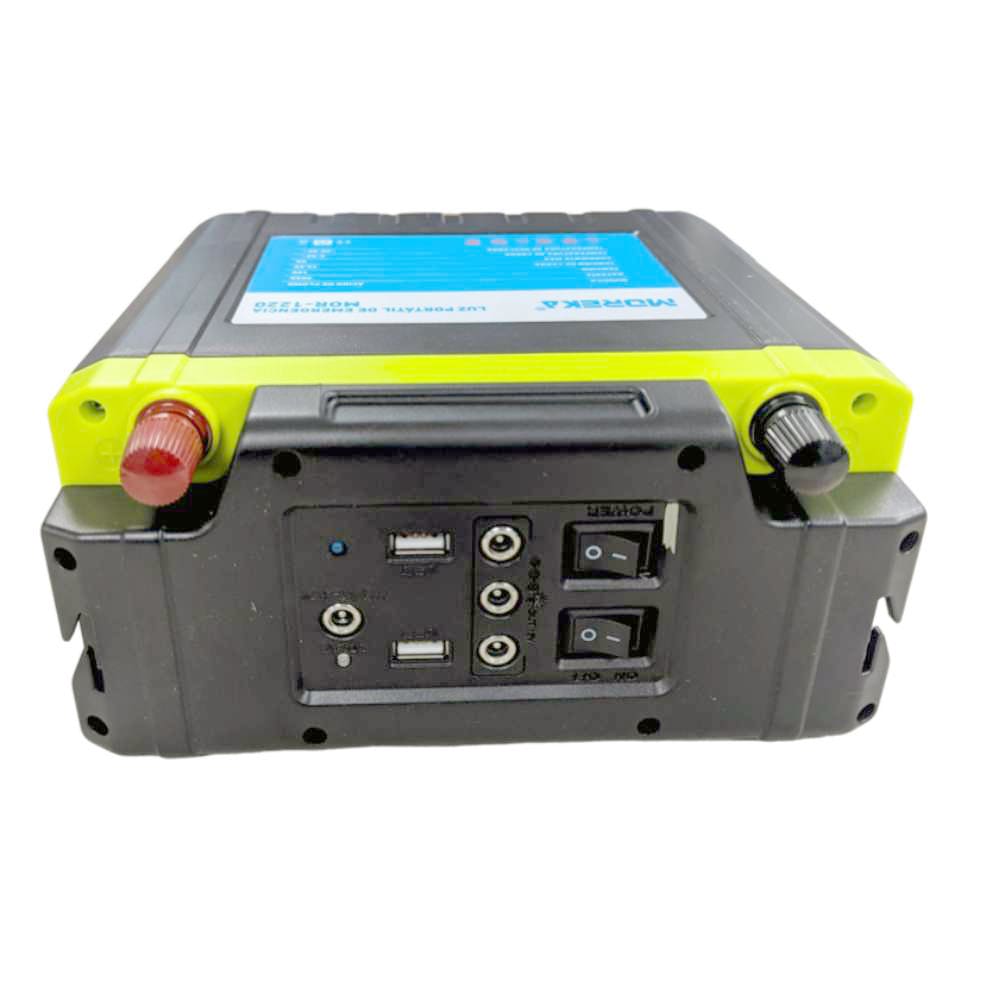 Luz de Emergencia 12 LEDS con batería de 20 Ah de hasta 32 hrs puertos USB MOR-12202