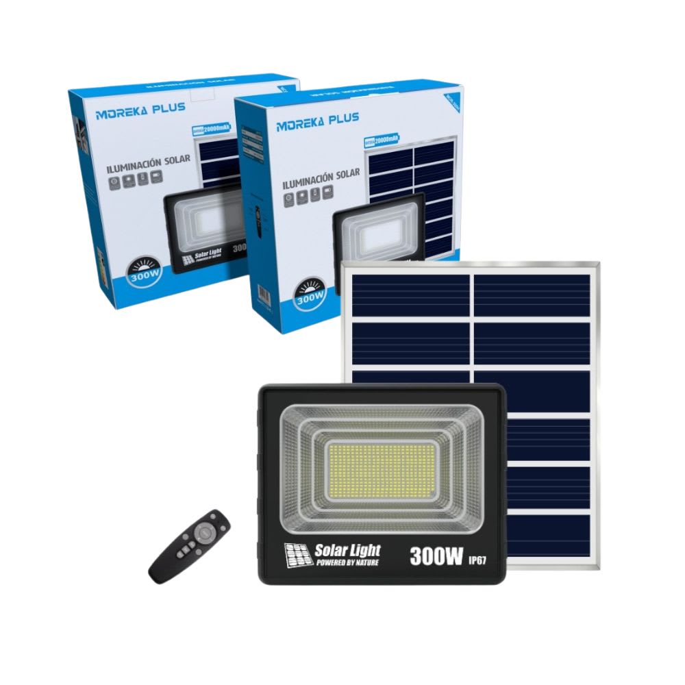 Reflector Solar 300W 20000mAh con Panel solares para intemperie IP67 MOR-300H9