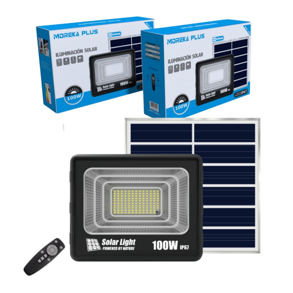 Reflector Solar 100W 6500mAh con Panel solares para intemperie IP67 MOR-100H11