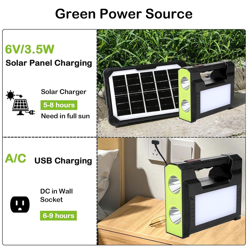 Mini Sistema Solar 3 Focos Linterna Power Bank 4000 mAh MOR-C712