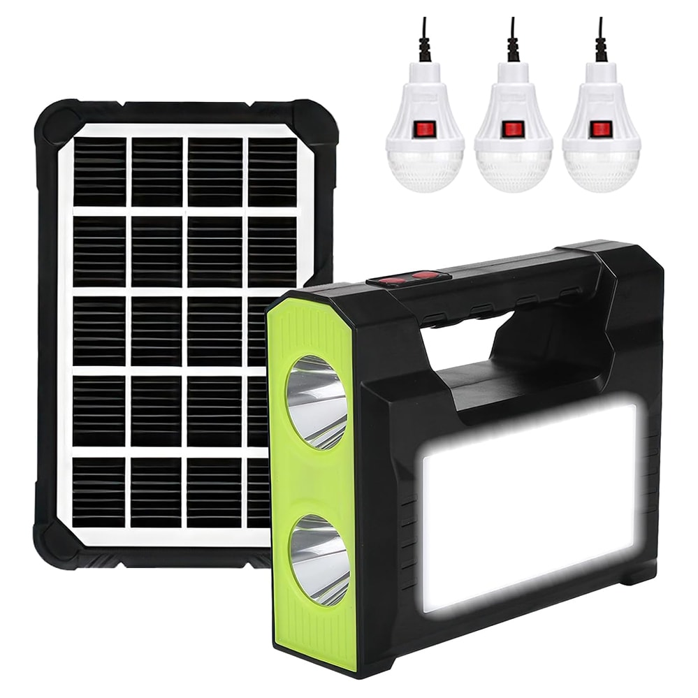 Mini Sistema Solar 3 Focos Linterna Power Bank 4000 mAh 0