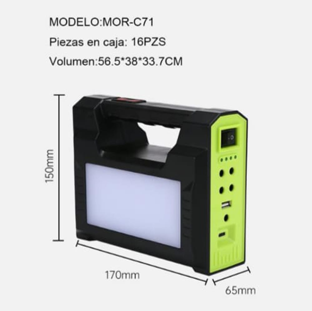 Mini Sistema Solar 3 Focos Linterna Power Bank 4000 mAh MOR-C716