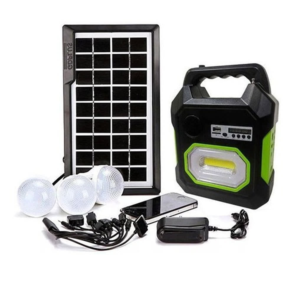 Mini Sistema Solar Radio FM 3 Focos Linterna Power Bank MOR-157