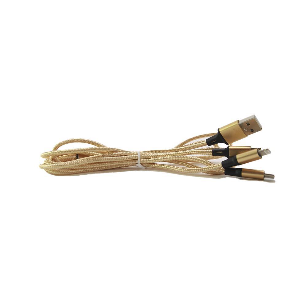 Cable 3 en 1 Moreka CB-046 3.1 A y Datos 1.2 M, Lightning, Tipo C, V86