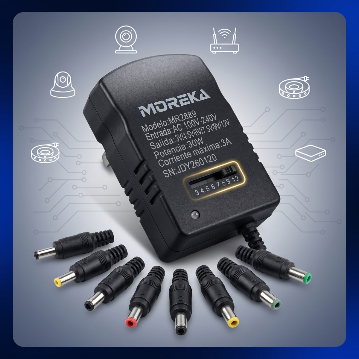 Cargador Universal Moreka 7 Conectores 30w 3a Mr28896