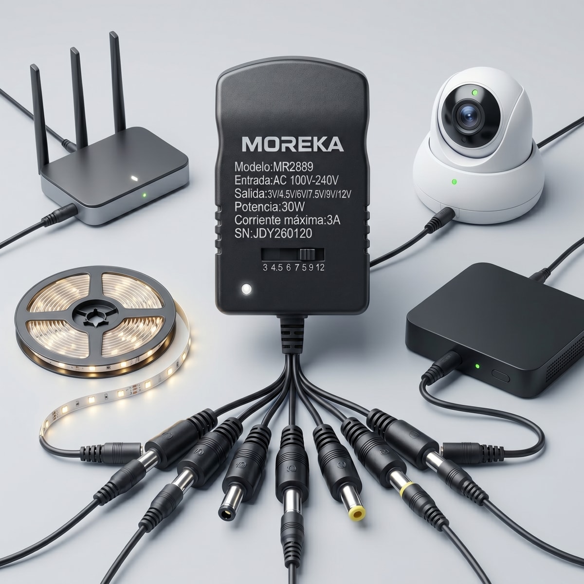 Cargador Universal Moreka 7 Conectores 30w 3a Mr28897