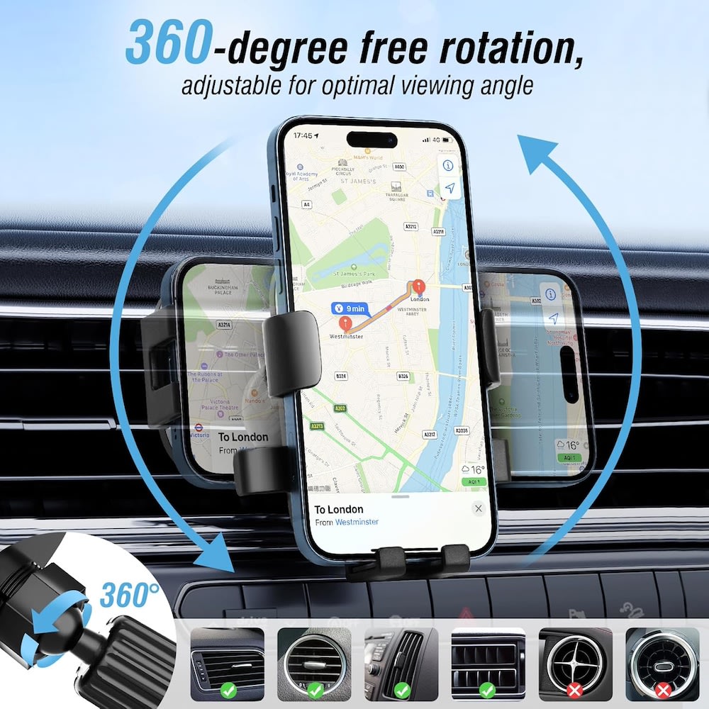 Soporte Automóvil Rendija Ventilación Rotación 360° Moreka2