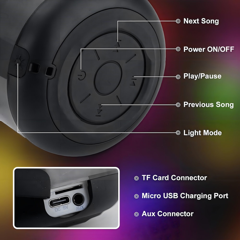 Bocina MS300 5W 5000mAh 4-5 hrs de bateria Bluetooth luz RGB recargable9
