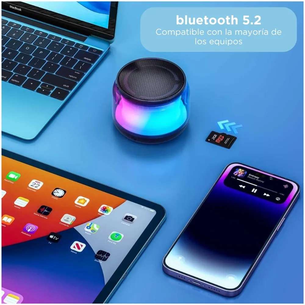 Bocina MS300 5W 5000mAh 4-5 hrs de bateria Bluetooth luz RGB recargable6