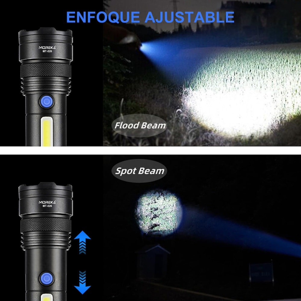 Lámpara Táctica Recargable Usb Láser 20W Moreka MT-0267