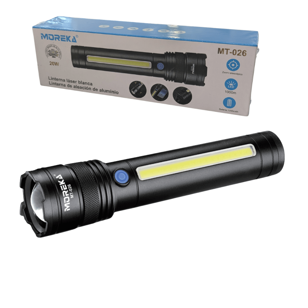 Lampara Táctica Recargable Usb Laser 20W 8800mAh / 4.2V  Moreka MT-0262